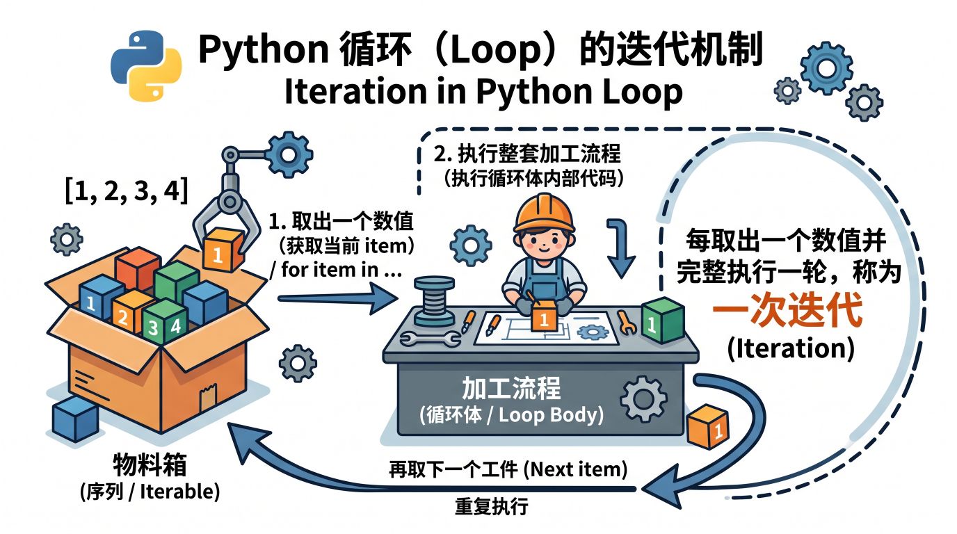 Python 循环的迭代机制示意图